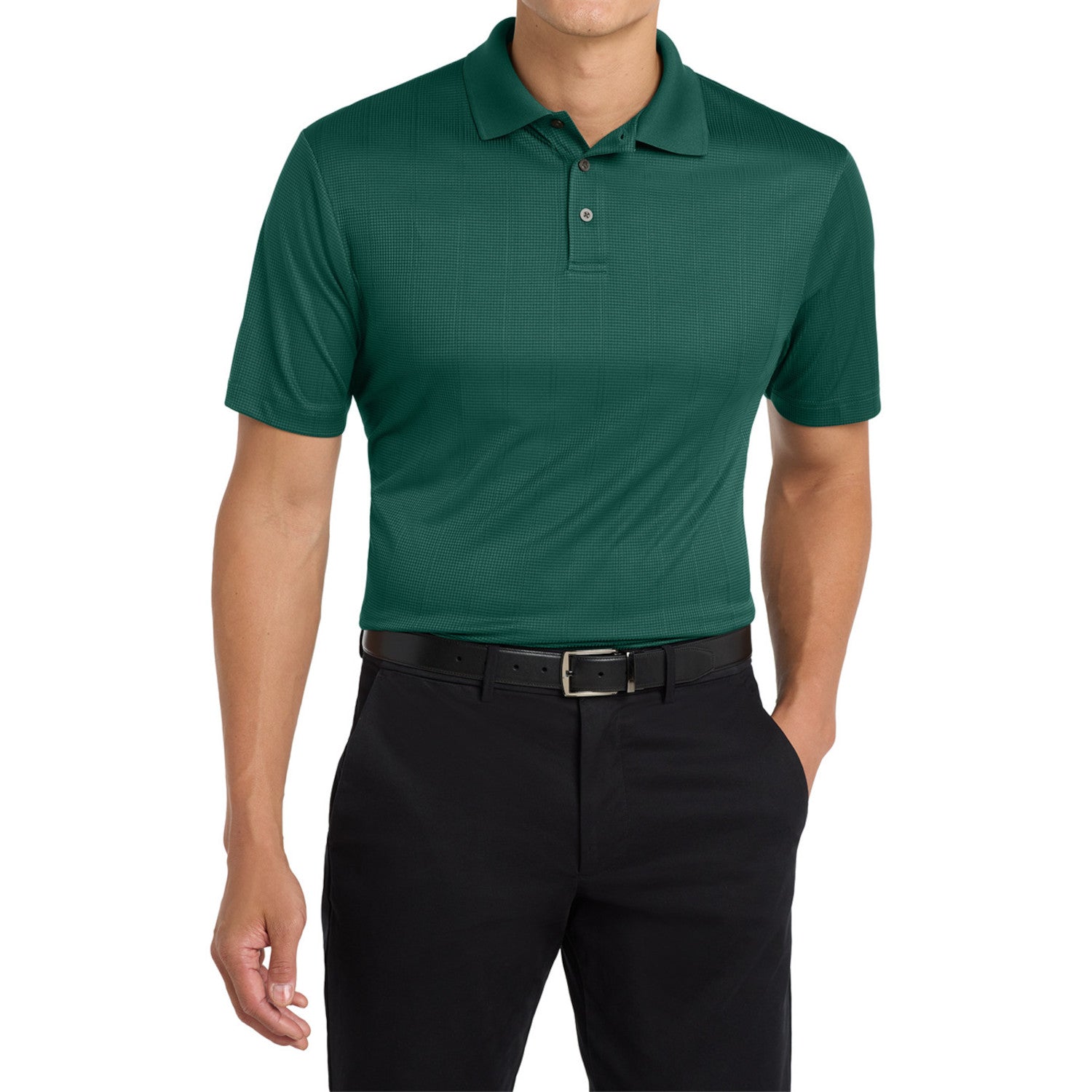 Mafoose Men's Performance Fine Jacquard Polo Green Glen-Front