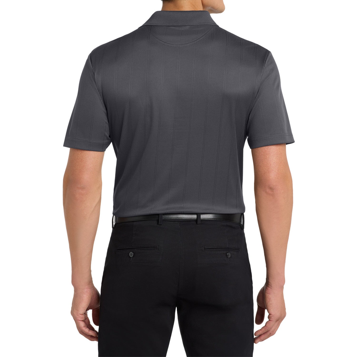 Mafoose Men's Performance Fine Jacquard Polo Grey Smoke-Back