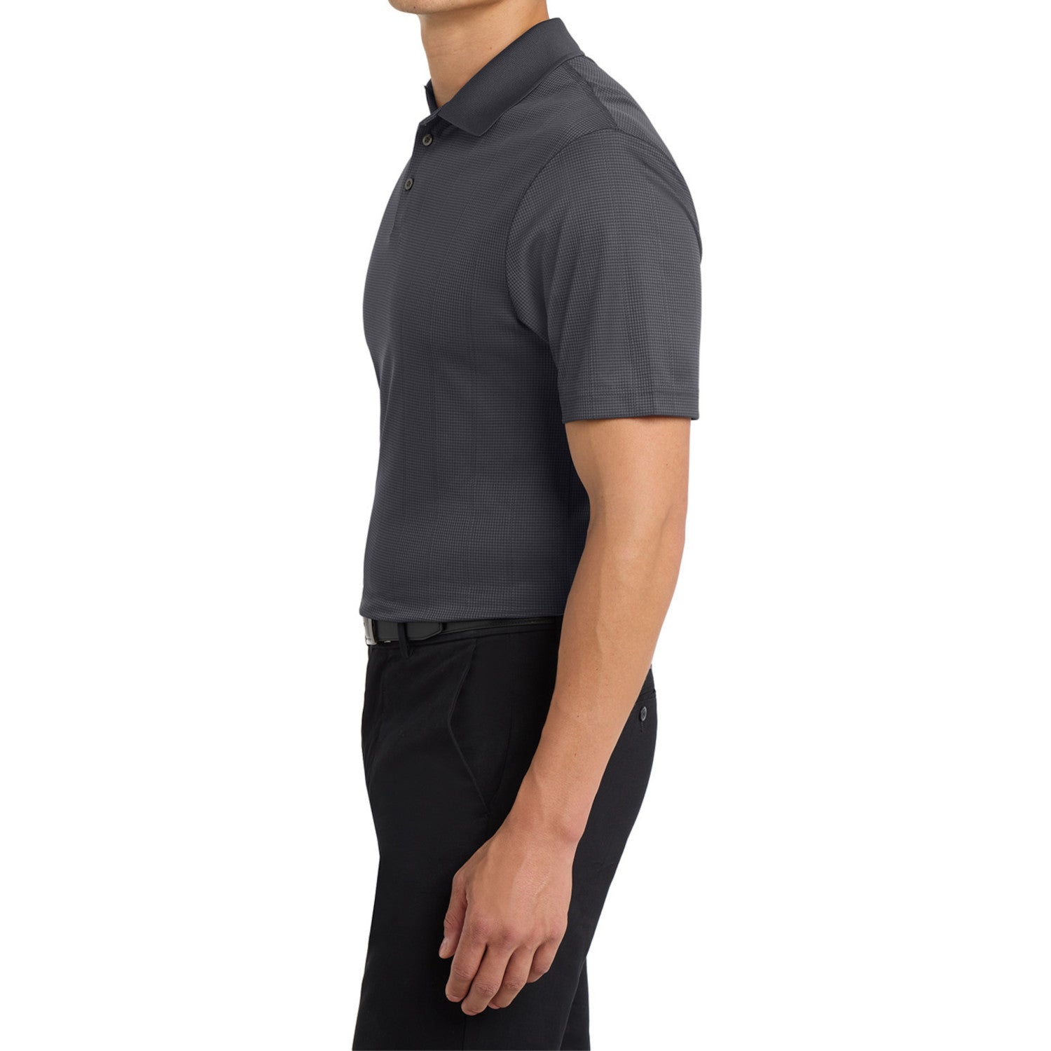 Mafoose Men's Performance Fine Jacquard Polo Grey Smoke-Side