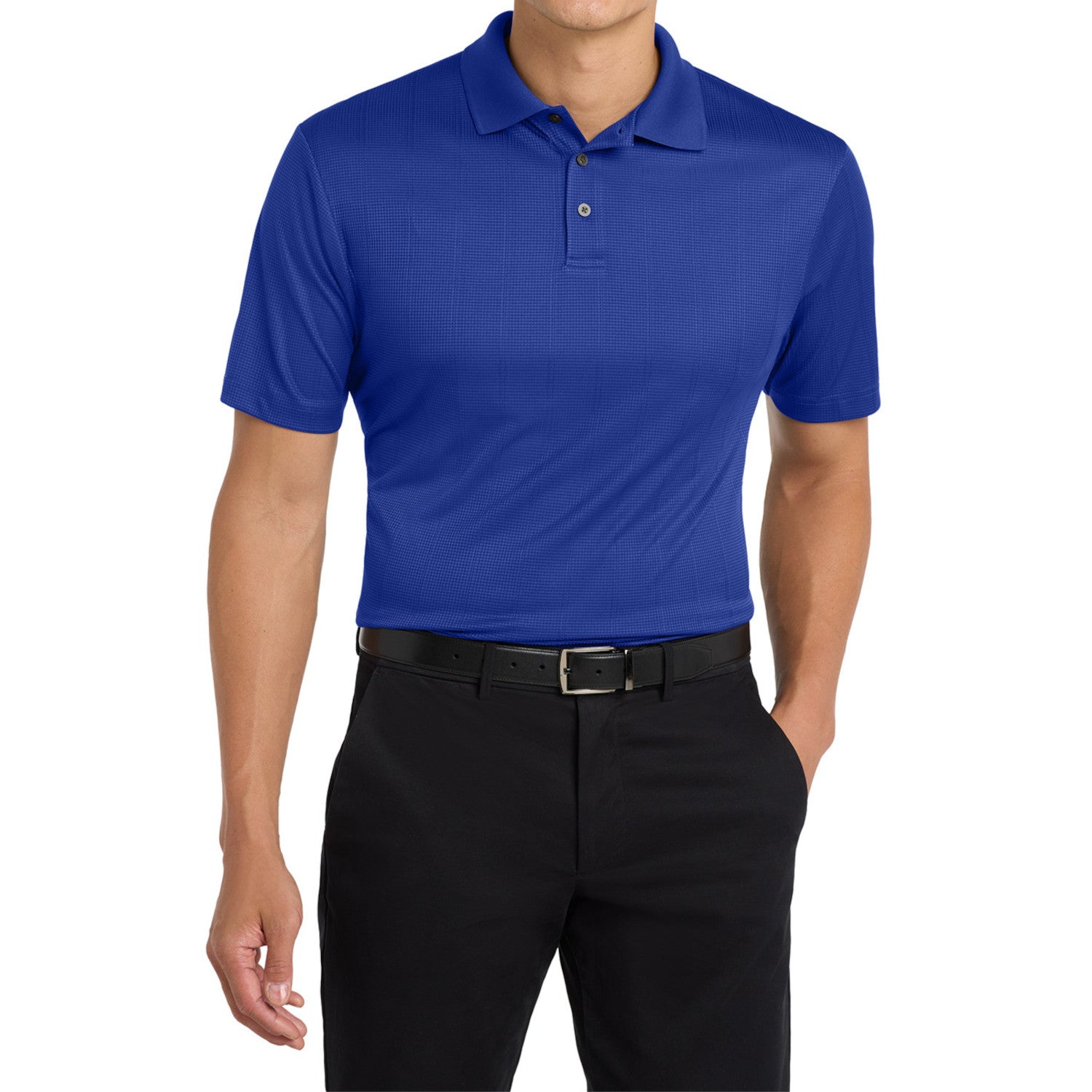 Mafoose Men's Performance Fine Jacquard Polo Hyper Blue-Front