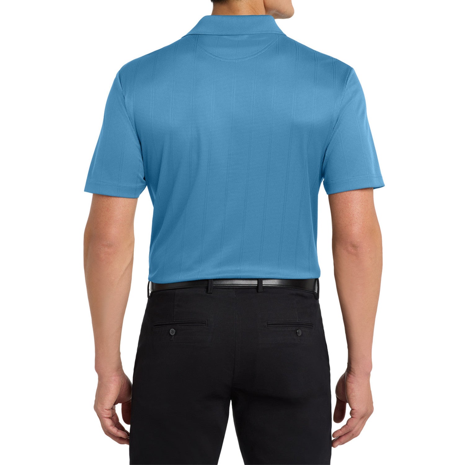 Mafoose Men's Performance Fine Jacquard Polo Ocean Blue-Back