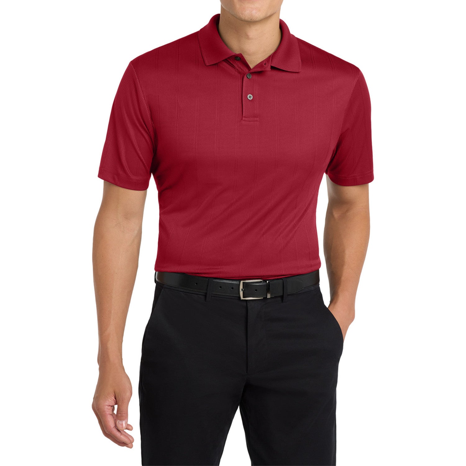 Mafoose Men's Performance Fine Jacquard Polo Rich Rede-Front