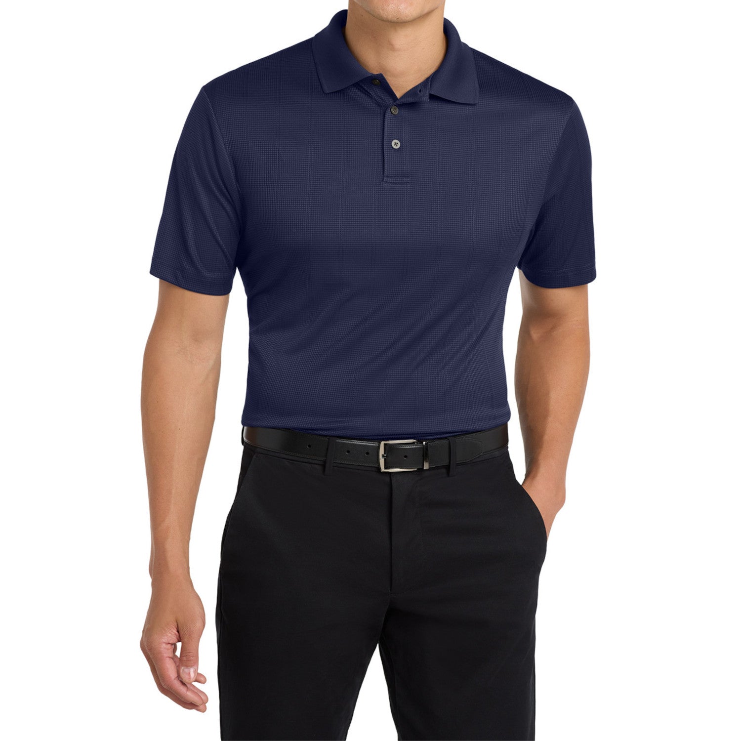 Mafoose Men's Performance Fine Jacquard Polo True Navy-Front