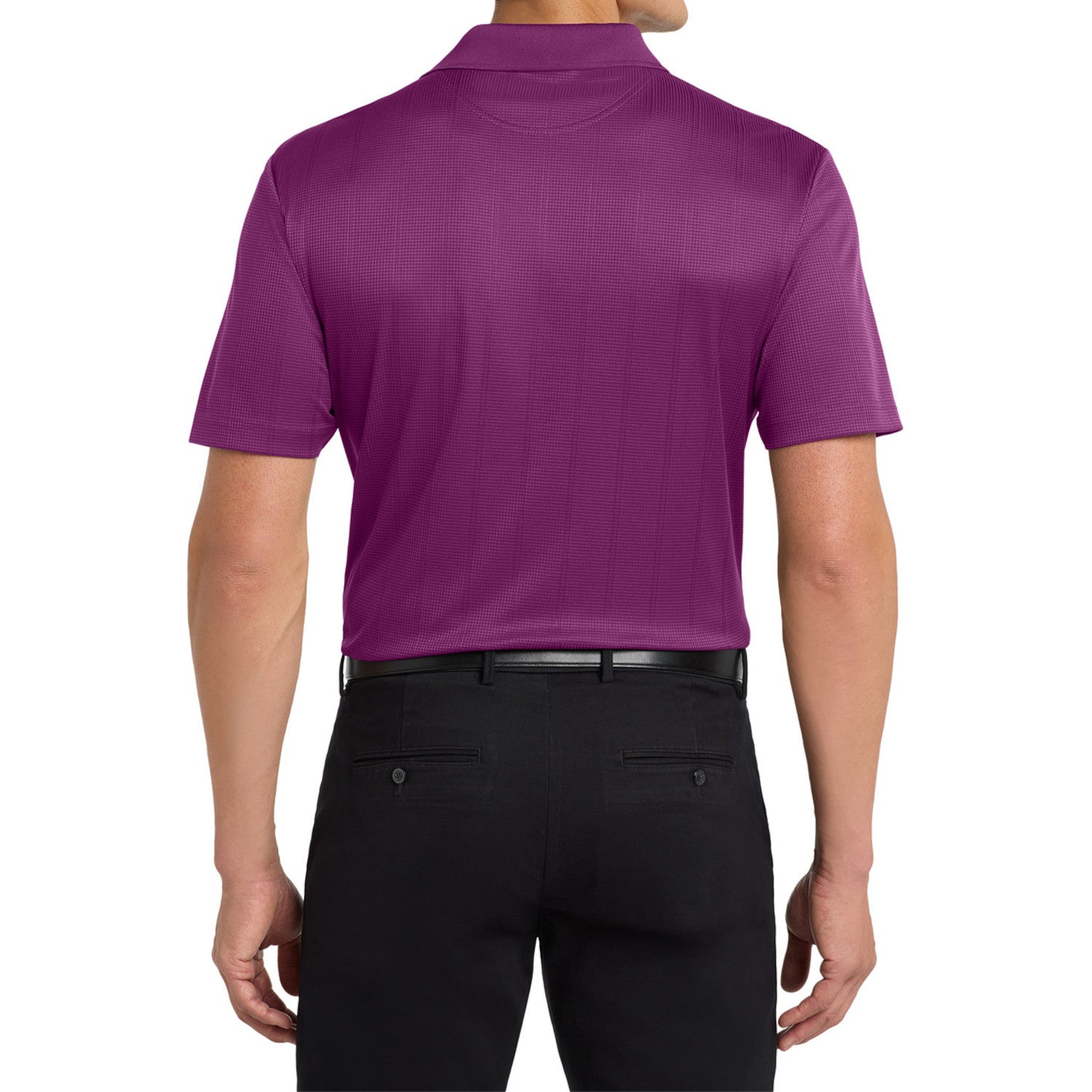 Mafoose Men's Performance Fine Jacquard Polo Violet Purple-Back