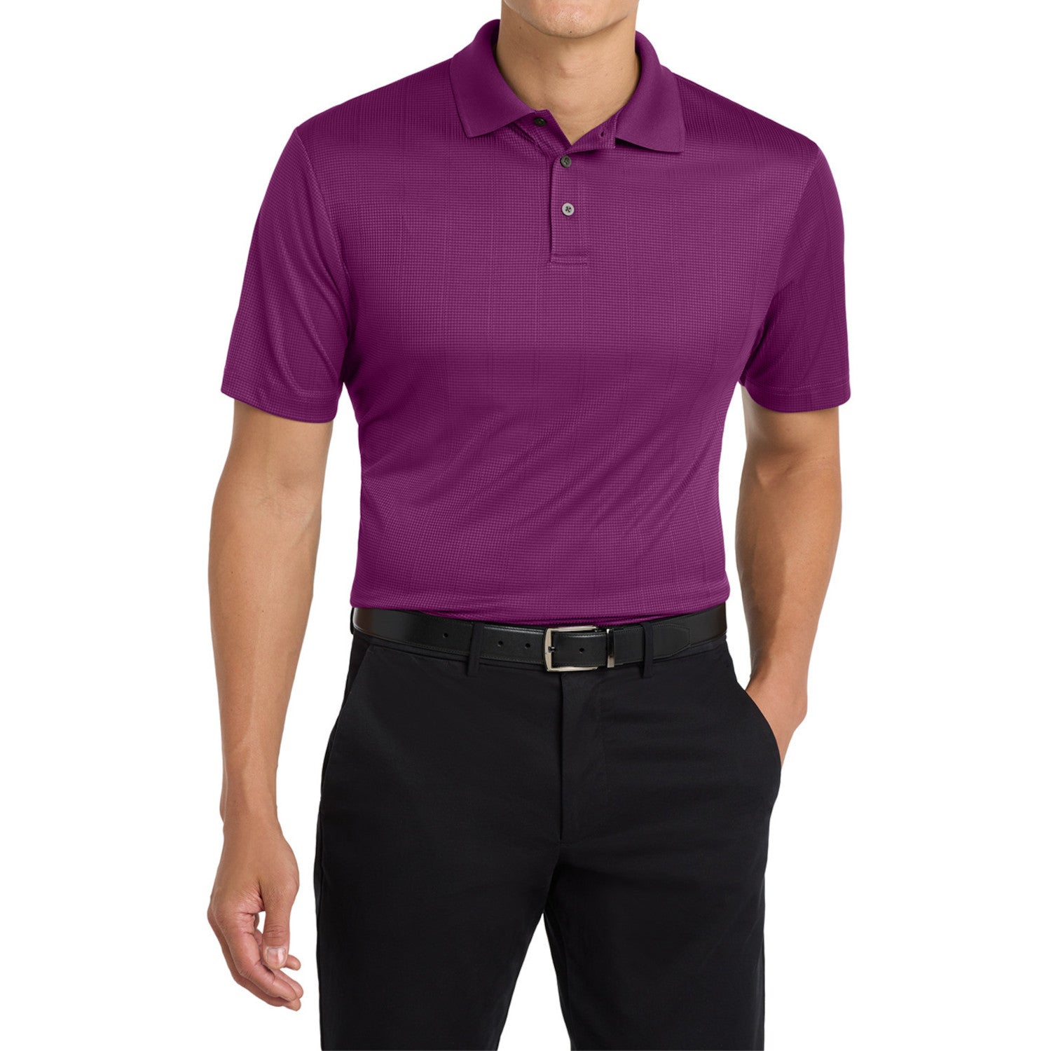 Mafoose Men's Performance Fine Jacquard Polo Violet Purple-Front