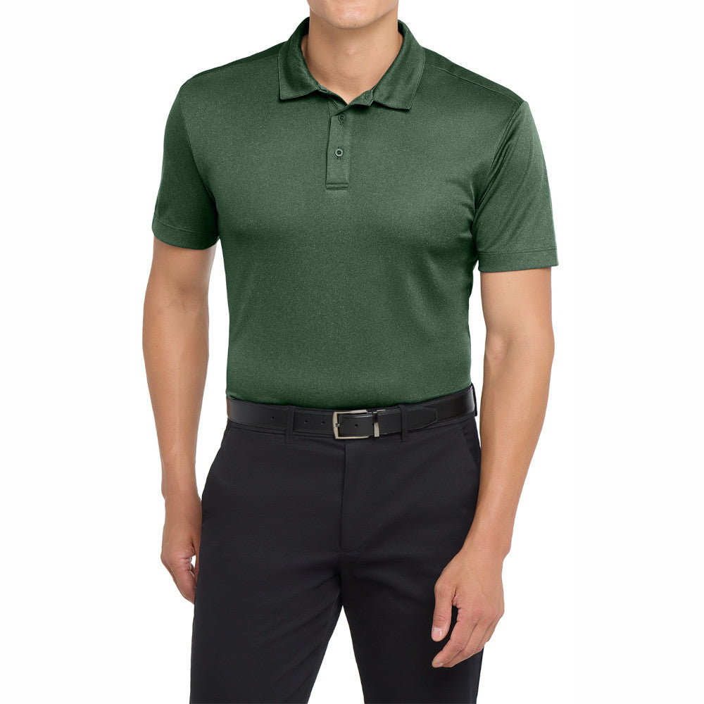 Men's Short Sleeve Heathered Moisture-Wicking Silk Touch Performance Polo Shirt