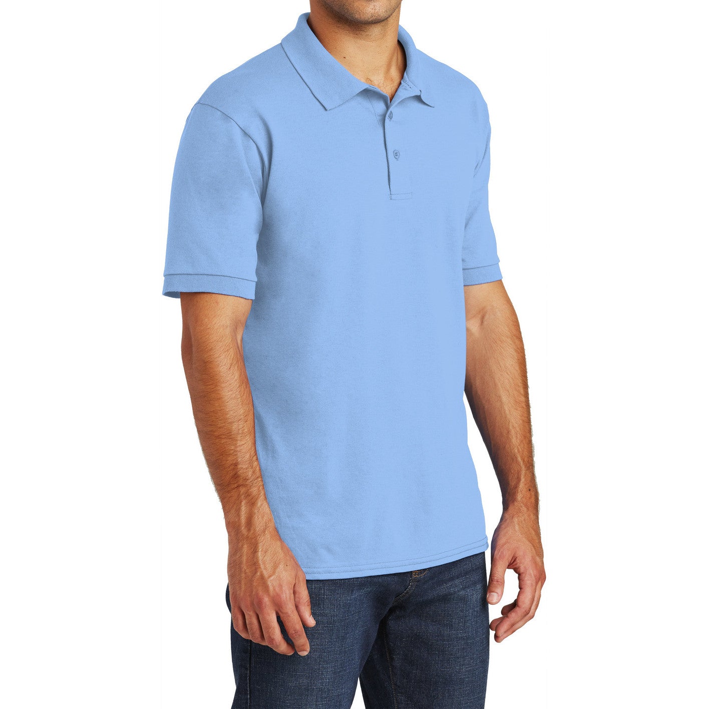 Mafoose Men's Core Blend Jersey Knit Pocket Polo Shirt Light Blue