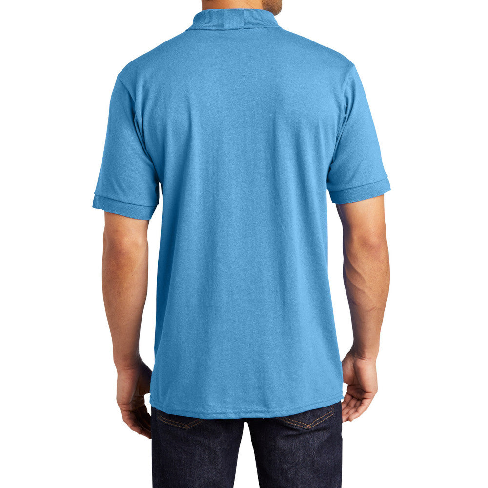 Men's Tall Core Blend Jersey Knit Polo Cotton-Poly Stain-Release Finish Recycled Polyester Rib Knit Collar and Cuffs 3-Button Placket-Aquatic Blue