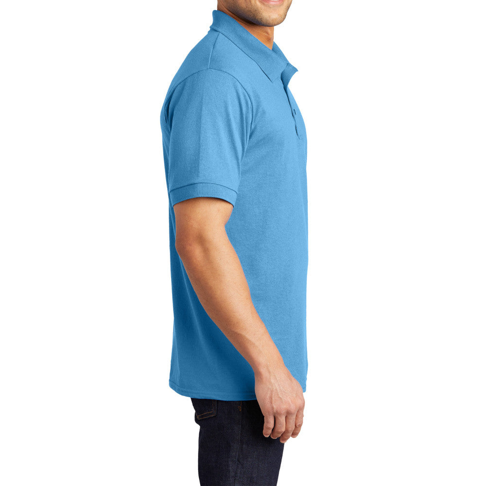 Men's Tall Core Blend Jersey Knit Polo Cotton-Poly Stain-Release Finish Recycled Polyester Rib Knit Collar and Cuffs 3-Button Placket-Aquatic Blue