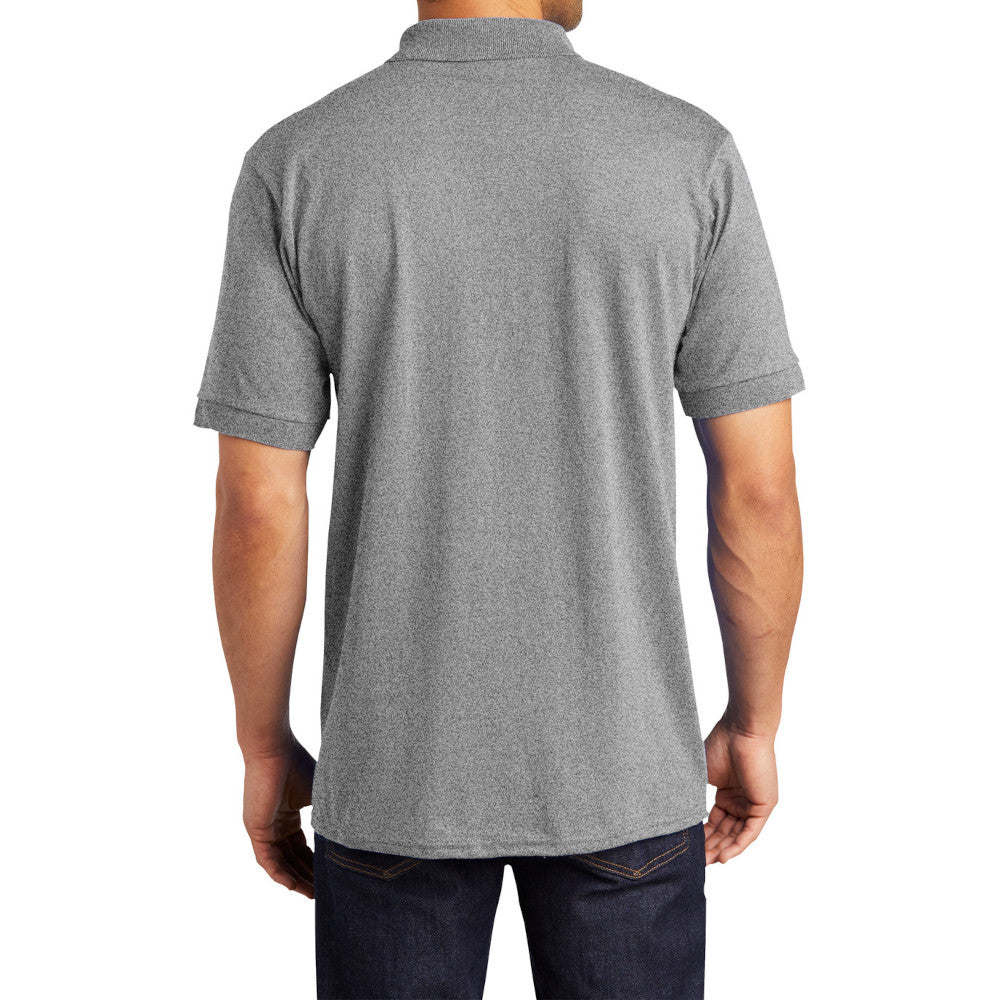Men's Tall Core Blend Jersey Knit Polo Cotton-Poly Stain-Release Finish Recycled Polyester Rib Knit Collar and Cuffs 3-Button Placket-Athletic Heather
