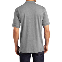 Men's Tall Core Blend Jersey Knit Polo Cotton-Poly Stain-Release Finish Recycled Polyester Rib Knit Collar and Cuffs 3-Button Placket-Athletic Heather