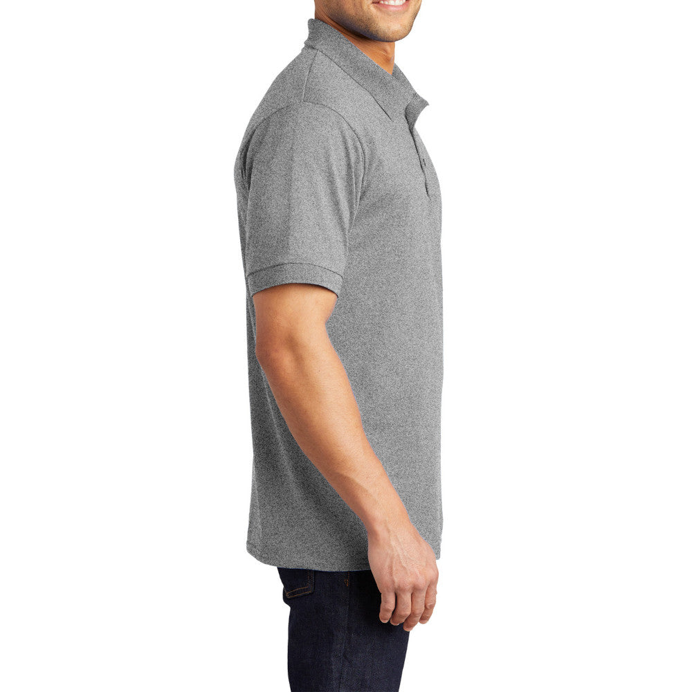 Men's Tall Core Blend Jersey Knit Polo Cotton-Poly Stain-Release Finish Recycled Polyester Rib Knit Collar and Cuffs 3-Button Placket-Athletic Heather