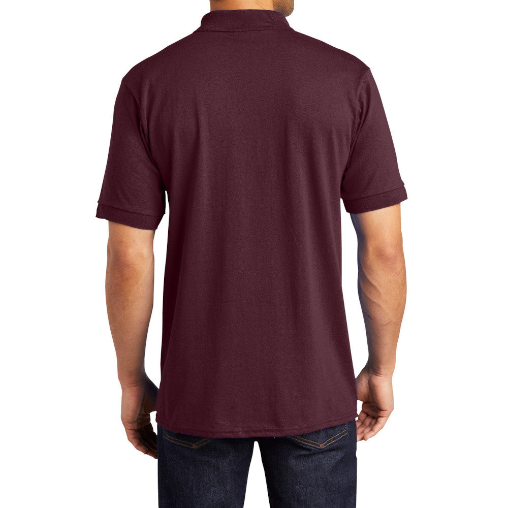 Men's Tall Core Blend Jersey Knit Polo Cotton-Poly Stain-Release Finish Recycled Polyester Rib Knit Collar and Cuffs 3-Button Placket-Athletic Maroon