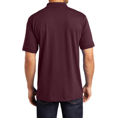 Men's Tall Core Blend Jersey Knit Polo Cotton-Poly Stain-Release Finish Recycled Polyester Rib Knit Collar and Cuffs 3-Button Placket-Athletic Maroon