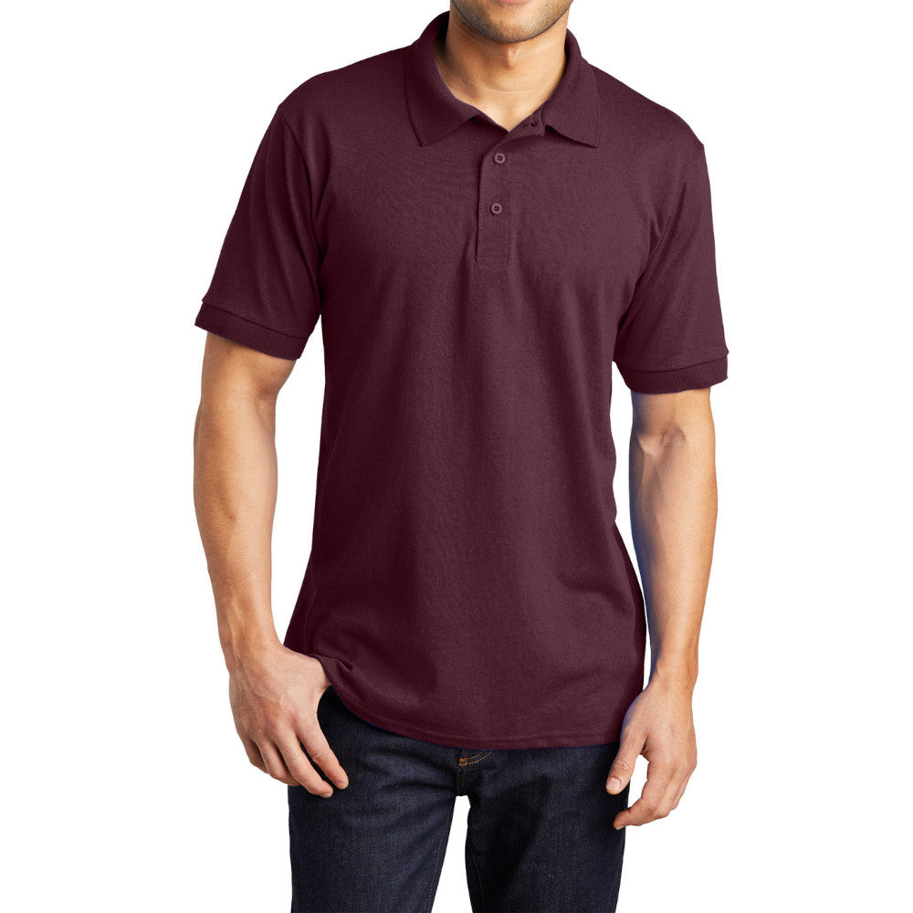 Men's Tall Core Blend Jersey Knit Polo Cotton-Poly Stain-Release Finish Recycled Polyester Rib Knit Collar and Cuffs 3-Button Placket-Athletic Maroon