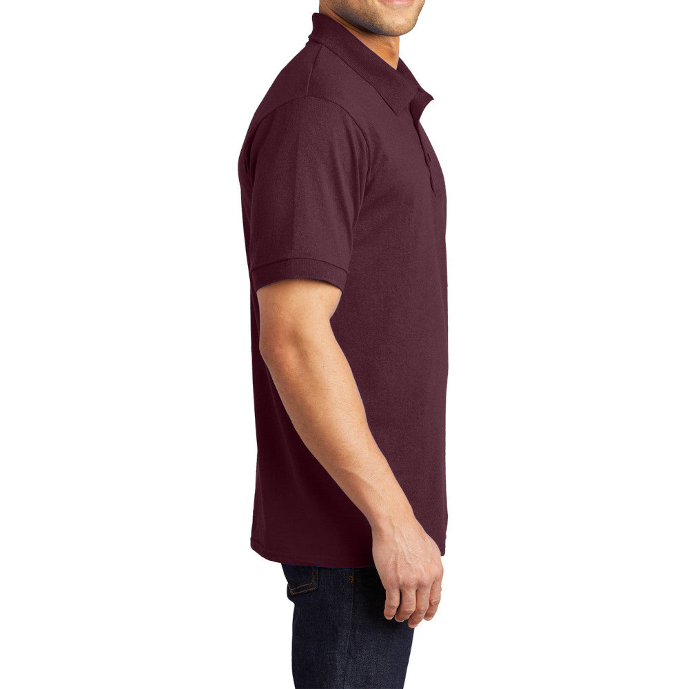 Men's Tall Core Blend Jersey Knit Polo Cotton-Poly Stain-Release Finish Recycled Polyester Rib Knit Collar and Cuffs 3-Button Placket-Athletic Maroon
