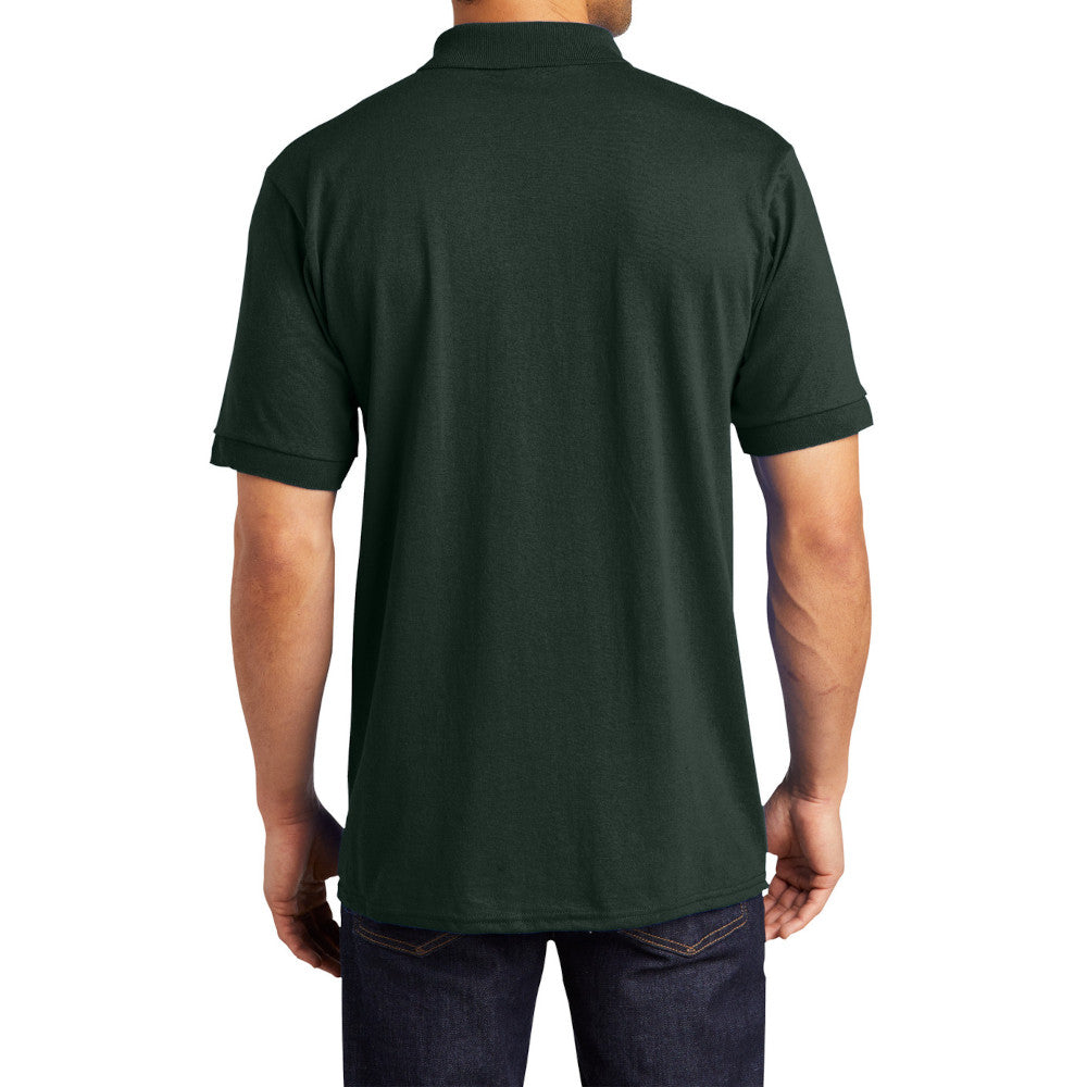 Men's Tall Core Blend Jersey Knit Polo Cotton-Poly Stain-Release Finish Recycled Polyester Rib Knit Collar and Cuffs 3-Button Placket-Dark Green