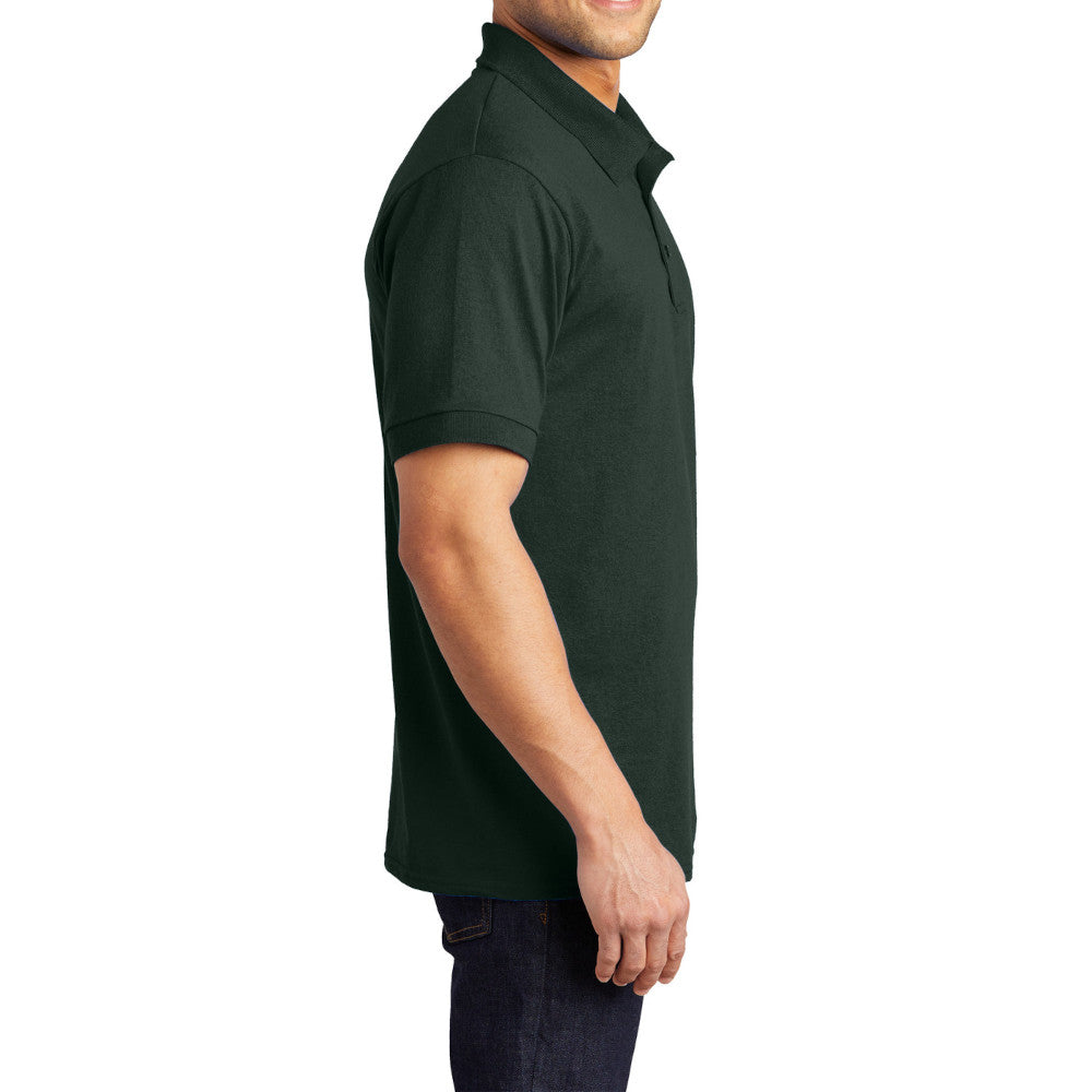 Men's Tall Core Blend Jersey Knit Polo Cotton-Poly Stain-Release Finish Recycled Polyester Rib Knit Collar and Cuffs 3-Button Placket-Dark Green