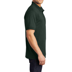 Men's Tall Core Blend Jersey Knit Polo Cotton-Poly Stain-Release Finish Recycled Polyester Rib Knit Collar and Cuffs 3-Button Placket-Dark Green