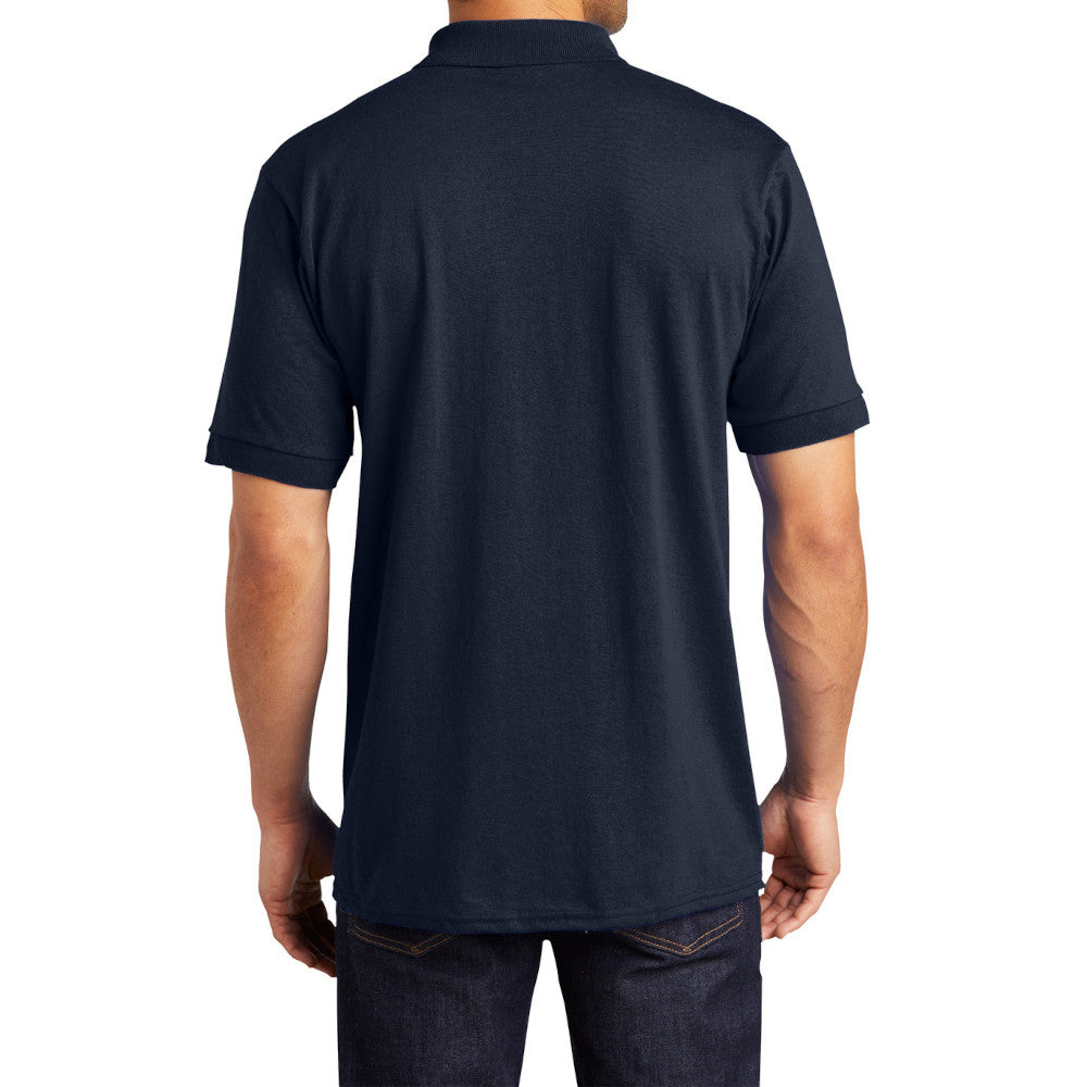 Men's Tall Core Blend Jersey Knit Polo Cotton-Poly Stain-Release Finish Recycled Polyester Rib Knit Collar and Cuffs 3-Button Placket-Deep Navy