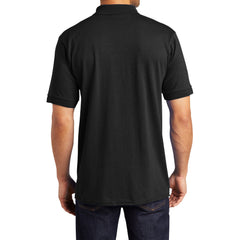 Men's Tall Core Blend Jersey Knit Polo Cotton-Poly Stain-Release Finish Recycled Polyester Rib Knit Collar and Cuffs 3-Button Placket-Jet Black