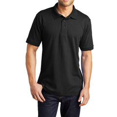 Men's Tall Core Blend Jersey Knit Polo Cotton-Poly Stain-Release Finish Recycled Polyester Rib Knit Collar and Cuffs 3-Button Placket-Jet Black