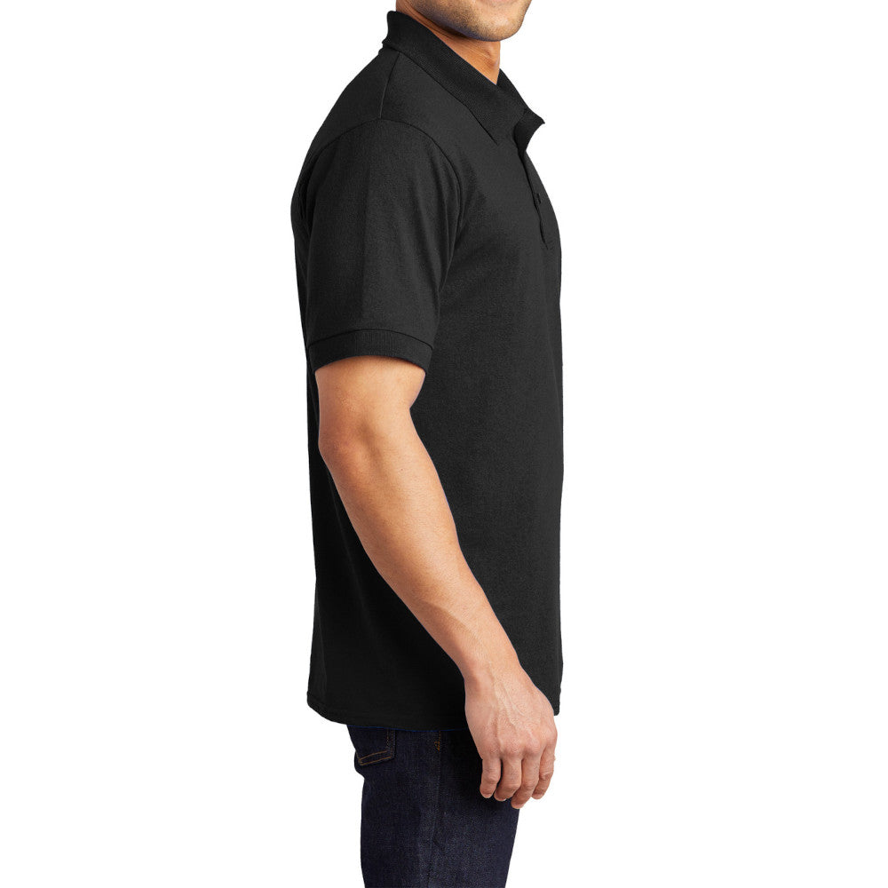 Men's Tall Core Blend Jersey Knit Polo Cotton-Poly Stain-Release Finish Recycled Polyester Rib Knit Collar and Cuffs 3-Button Placket-Jet Black