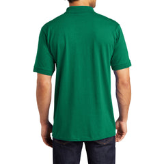 Men's Tall Core Blend Jersey Knit Polo Cotton-Poly Stain-Release Finish Recycled Polyester Rib Knit Collar and Cuffs 3-Button Placket-Kelly