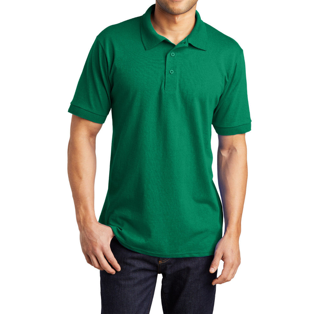Men's Tall Core Blend Jersey Knit Polo Cotton-Poly Stain-Release Finish Recycled Polyester Rib Knit Collar and Cuffs 3-Button Placket-Kelly