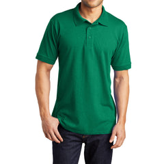 Men's Tall Core Blend Jersey Knit Polo Cotton-Poly Stain-Release Finish Recycled Polyester Rib Knit Collar and Cuffs 3-Button Placket-Kelly