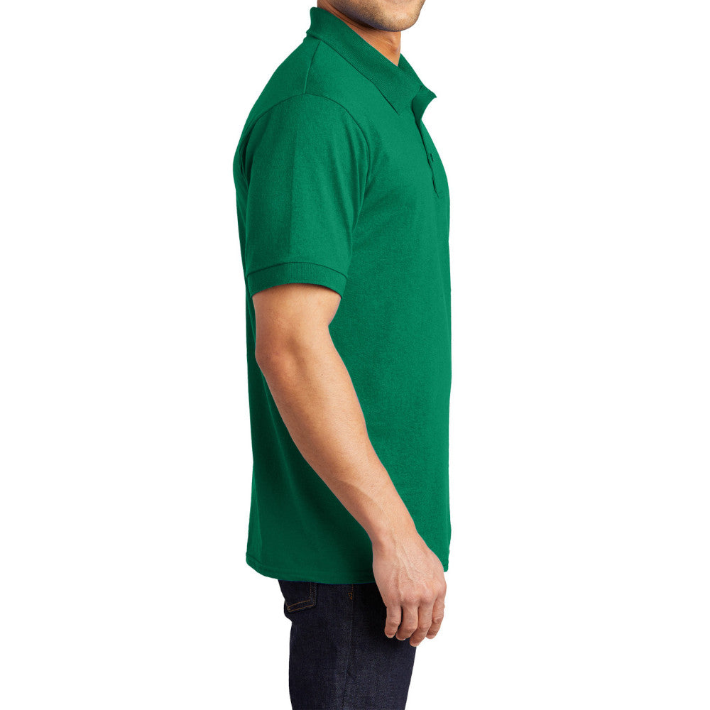 Men's Tall Core Blend Jersey Knit Polo Cotton-Poly Stain-Release Finish Recycled Polyester Rib Knit Collar and Cuffs 3-Button Placket-Kelly