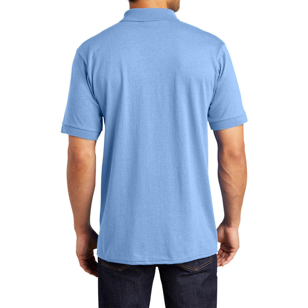 Men's Tall Core Blend Jersey Knit Polo Cotton-Poly Stain-Release Finish Recycled Polyester Rib Knit Collar and Cuffs 3-Button Placket-Light Blue