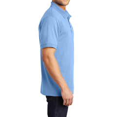 Men's Tall Core Blend Jersey Knit Polo Cotton-Poly Stain-Release Finish Recycled Polyester Rib Knit Collar and Cuffs 3-Button Placket-Light Blue