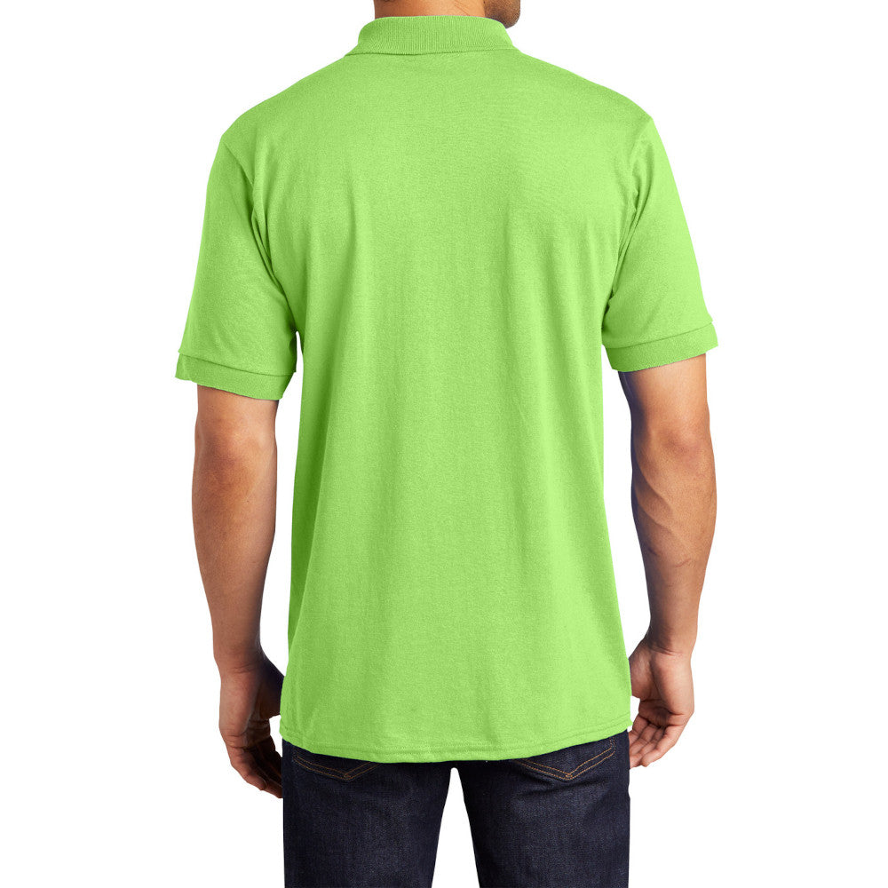 Men's Tall Core Blend Jersey Knit Polo Cotton-Poly Stain-Release Finish Recycled Polyester Rib Knit Collar and Cuffs 3-Button Placket-Lime