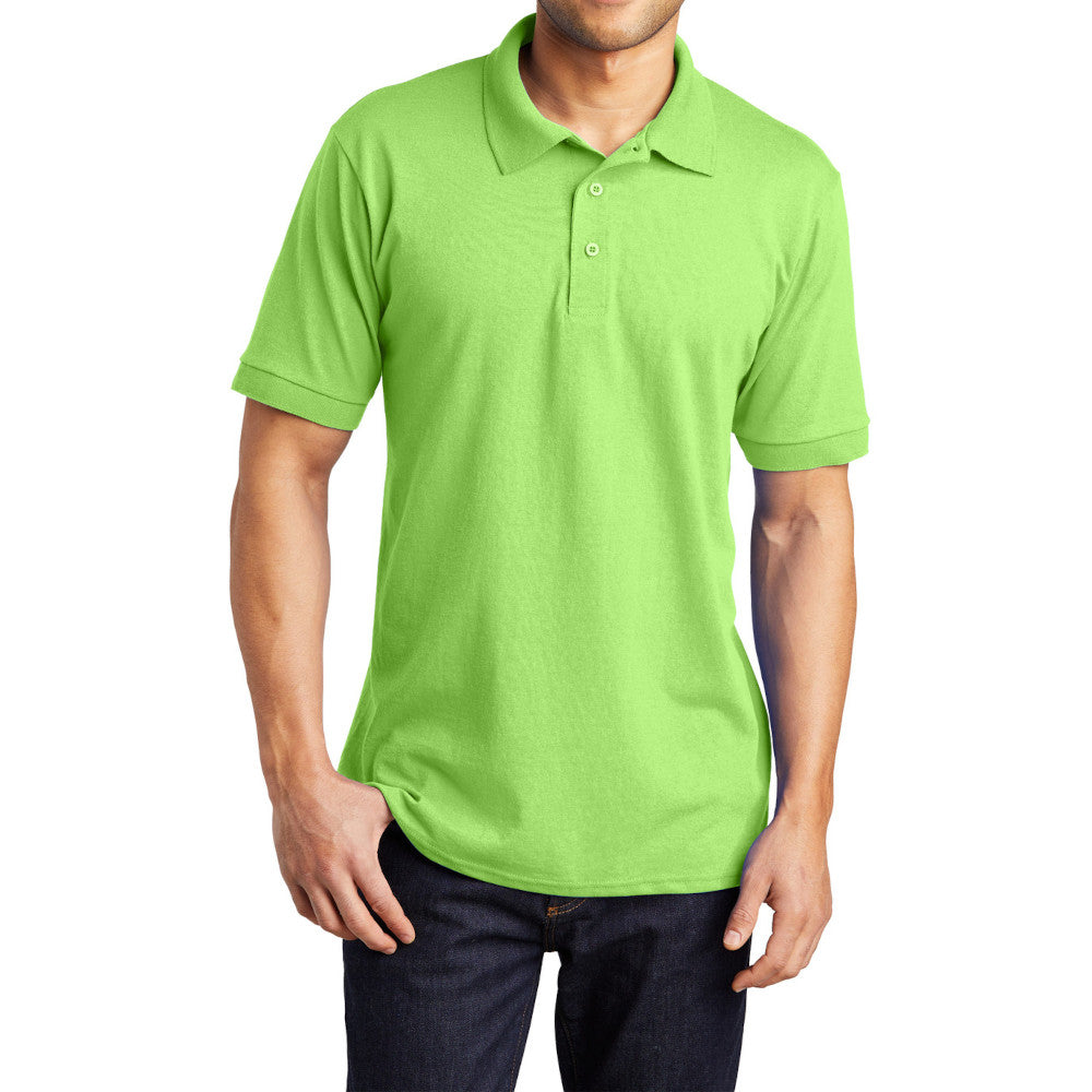 Men's Tall Core Blend Jersey Knit Polo Cotton-Poly Stain-Release Finish Recycled Polyester Rib Knit Collar and Cuffs 3-Button Placket-Lime