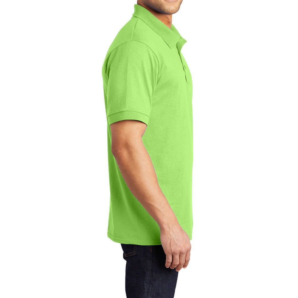 Men's Tall Core Blend Jersey Knit Polo Cotton-Poly Stain-Release Finish Recycled Polyester Rib Knit Collar and Cuffs 3-Button Placket-Lime