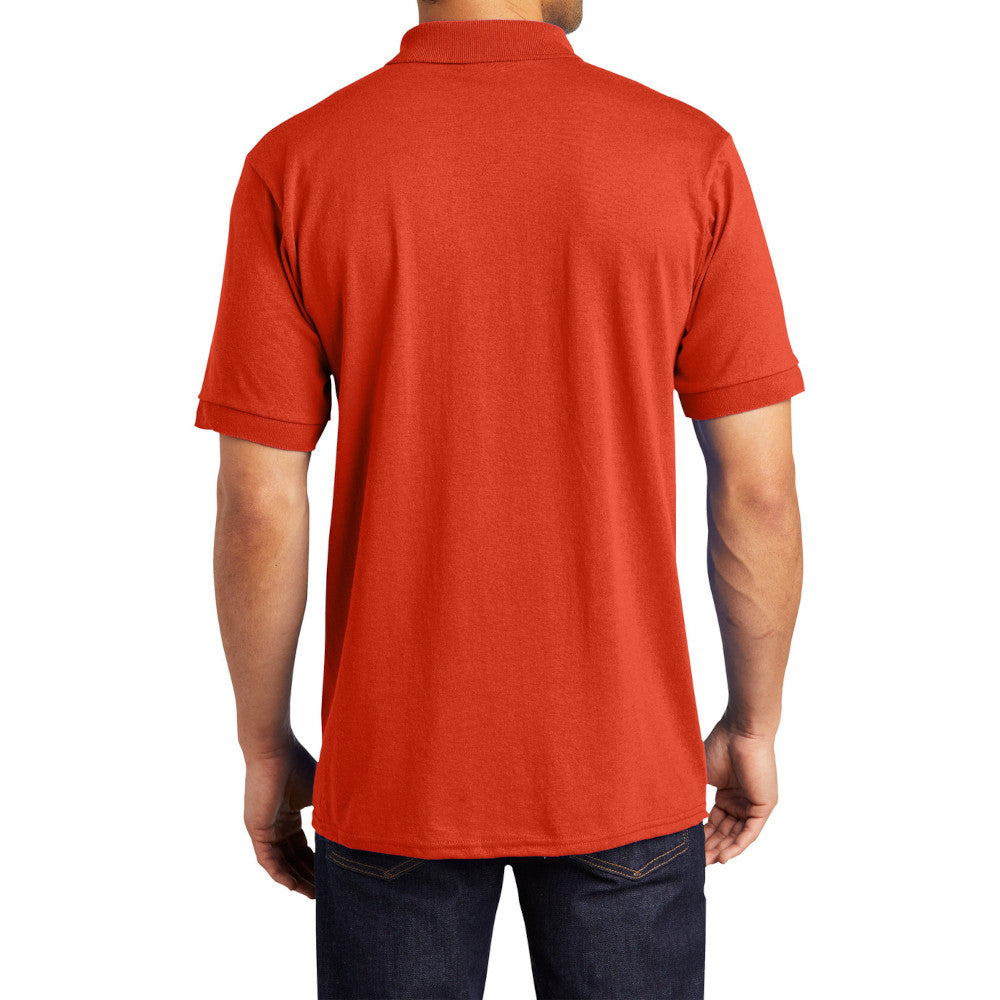Men's Tall Core Blend Jersey Knit Polo Cotton-Poly Stain-Release Finish Recycled Polyester Rib Knit Collar and Cuffs 3-Button Placket-Orange