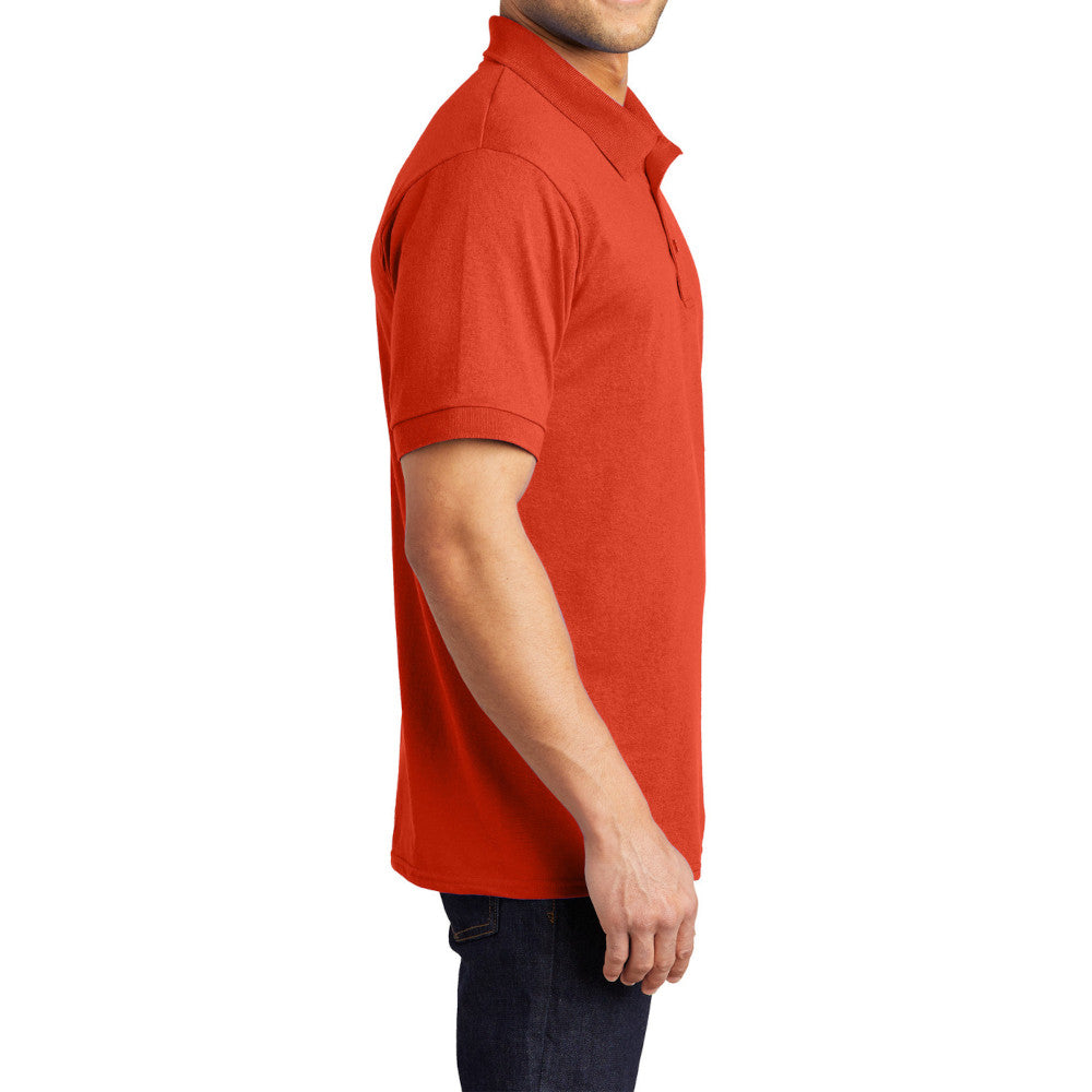 Men's Tall Core Blend Jersey Knit Polo Cotton-Poly Stain-Release Finish Recycled Polyester Rib Knit Collar and Cuffs 3-Button Placket-Orange