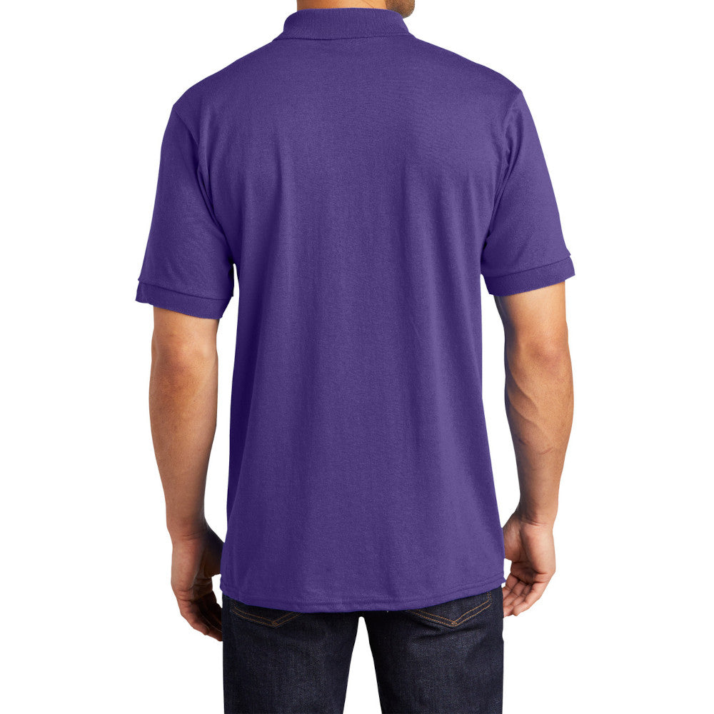 Men's Tall Core Blend Jersey Knit Polo Cotton-Poly Stain-Release Finish Recycled Polyester Rib Knit Collar and Cuffs 3-Button Placket-Purple