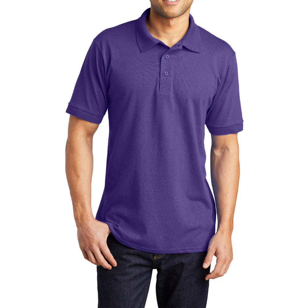 Men's Tall Core Blend Jersey Knit Polo Cotton-Poly Stain-Release Finish Recycled Polyester Rib Knit Collar and Cuffs 3-Button Placket-Purple
