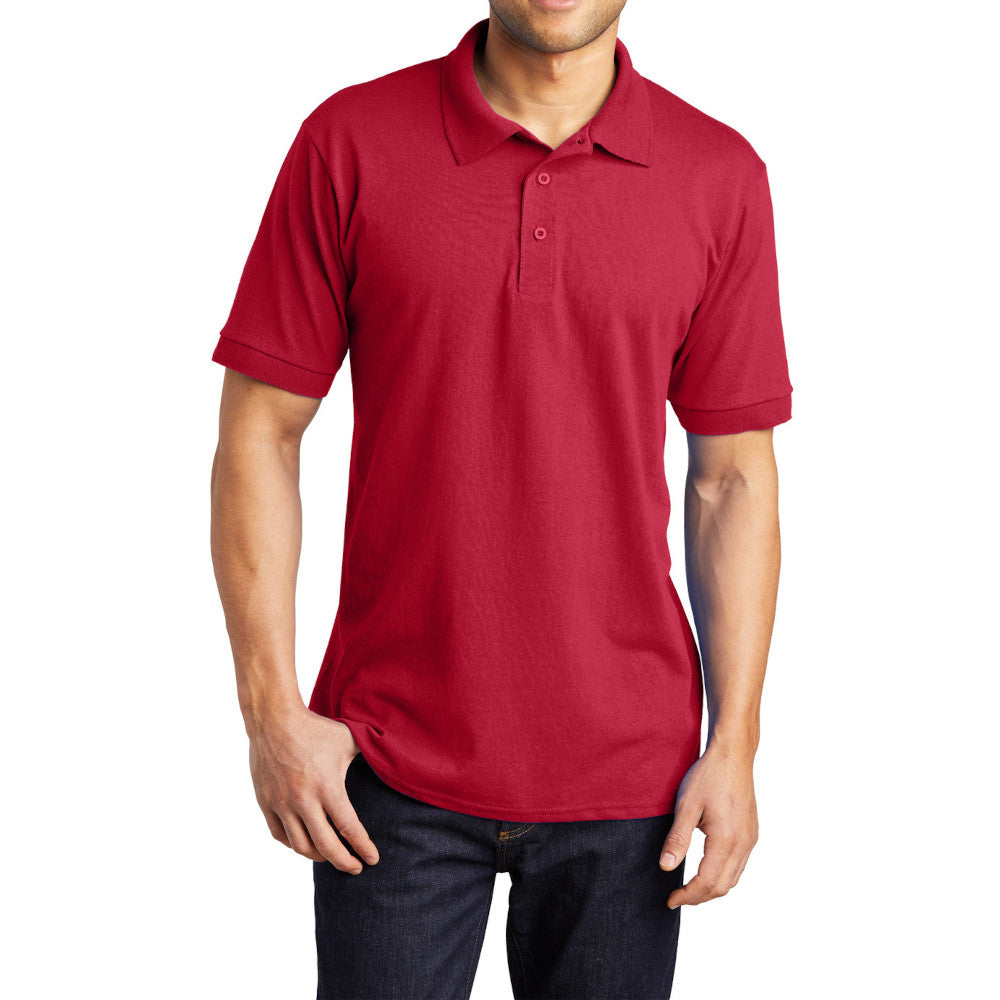 Men's Tall Core Blend Jersey Knit Polo Cotton-Poly Stain-Release Finish Recycled Polyester Rib Knit Collar and Cuffs 3-Button Placket-Red