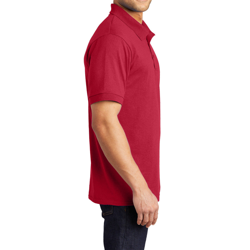 Men's Tall Core Blend Jersey Knit Polo Cotton-Poly Stain-Release Finish Recycled Polyester Rib Knit Collar and Cuffs 3-Button Placket-Red