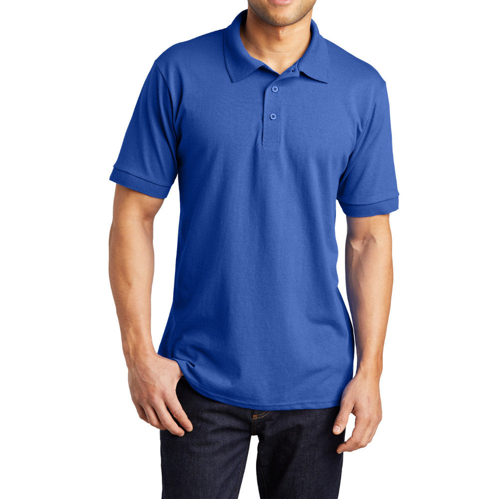 Men's Tall Core Blend Jersey Knit Polo Cotton-Poly Stain-Release Finish Recycled Polyester Rib Knit Collar and Cuffs 3-Button Placket-Royal