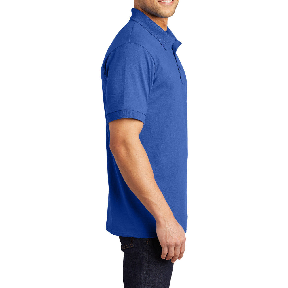 Men's Tall Core Blend Jersey Knit Polo Cotton-Poly Stain-Release Finish Recycled Polyester Rib Knit Collar and Cuffs 3-Button Placket-Royal