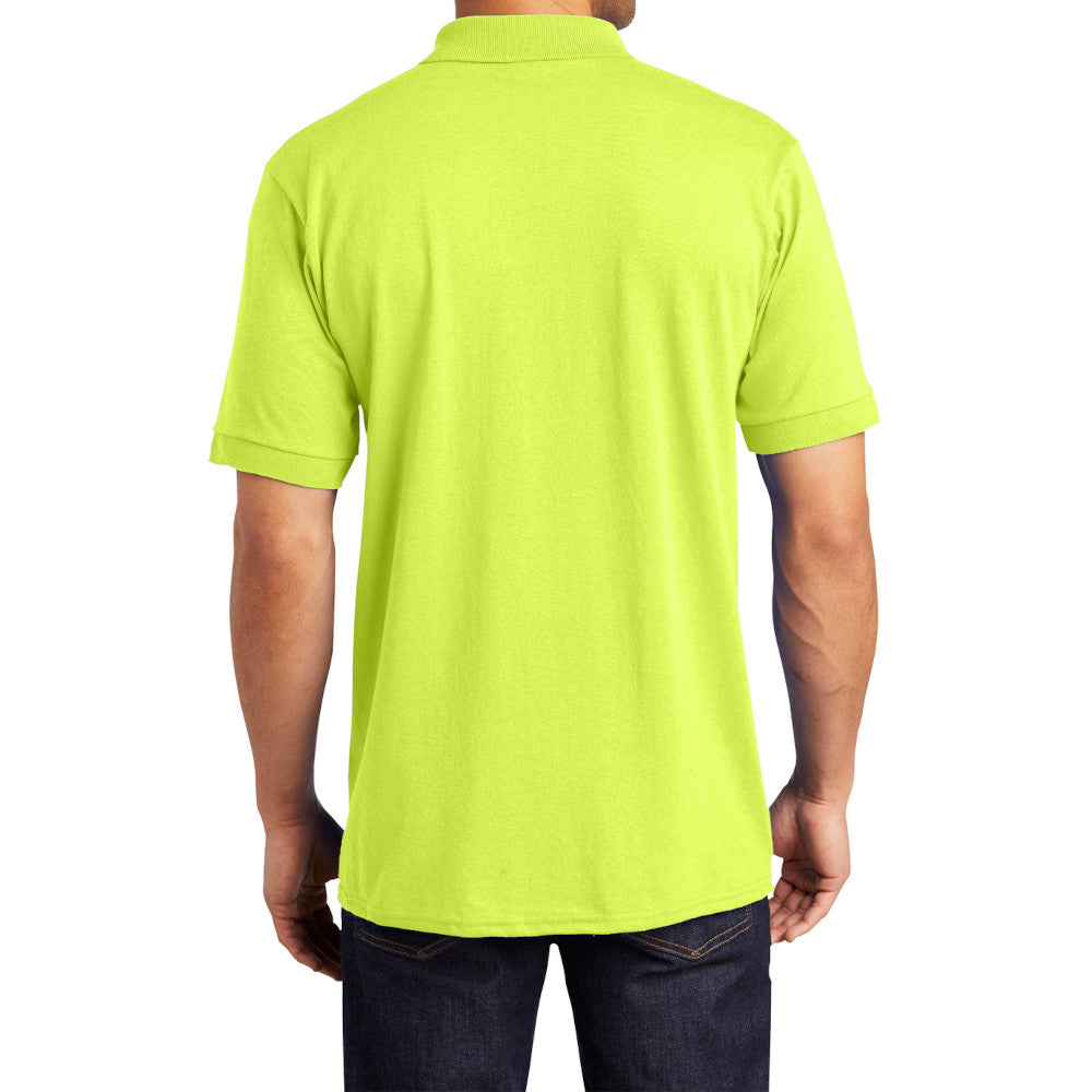 Men's Tall Core Blend Jersey Knit Polo Cotton-Poly Stain-Release Finish Recycled Polyester Rib Knit Collar and Cuffs 3-Button Placket-Safety Green