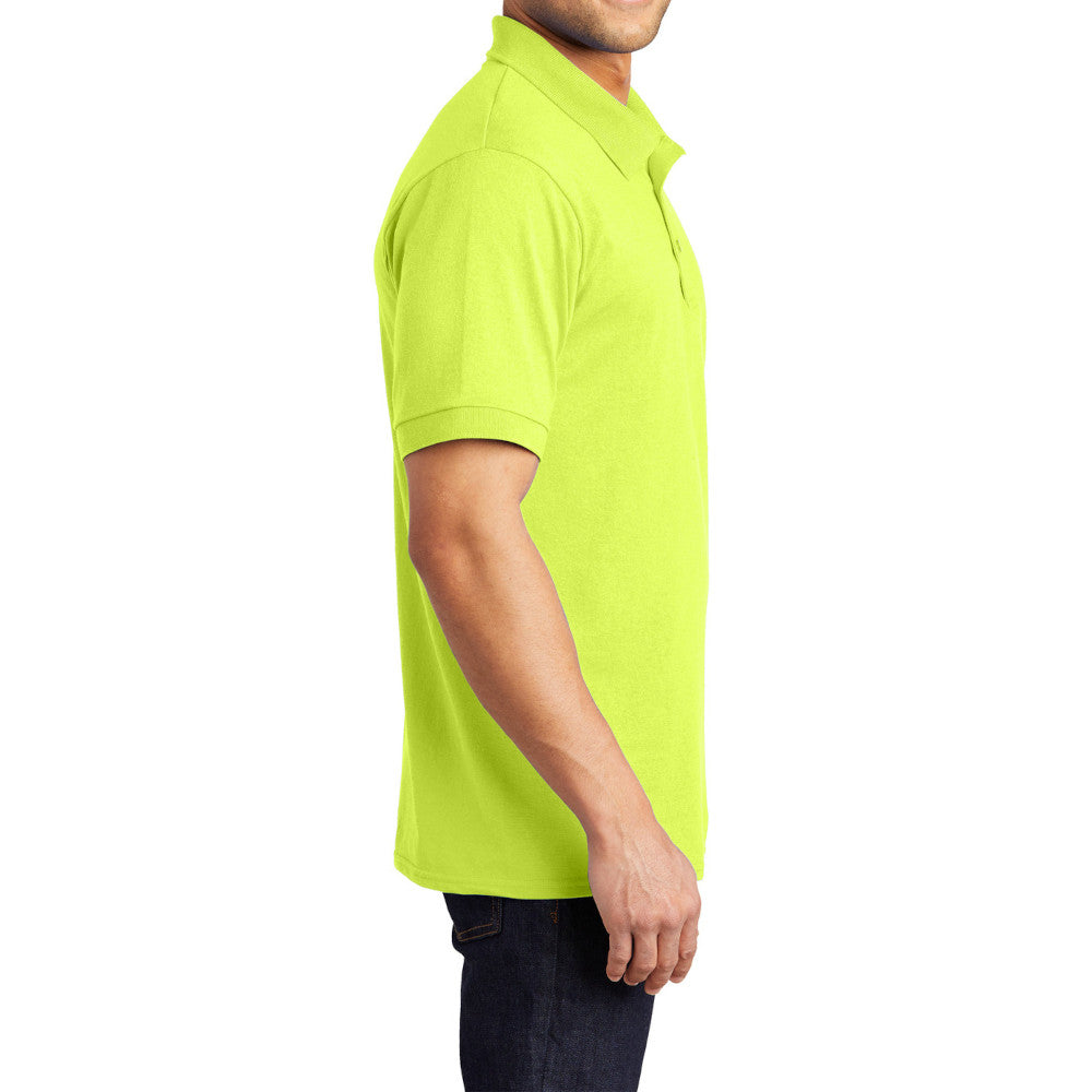 Men's Tall Core Blend Jersey Knit Polo Cotton-Poly Stain-Release Finish Recycled Polyester Rib Knit Collar and Cuffs 3-Button Placket-Safety Green