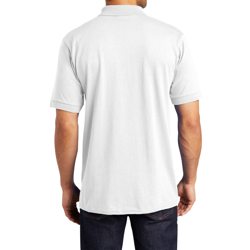 Men's Tall Core Blend Jersey Knit Polo Cotton-Poly Stain-Release Finish Recycled Polyester Rib Knit Collar and Cuffs 3-Button Placket-White