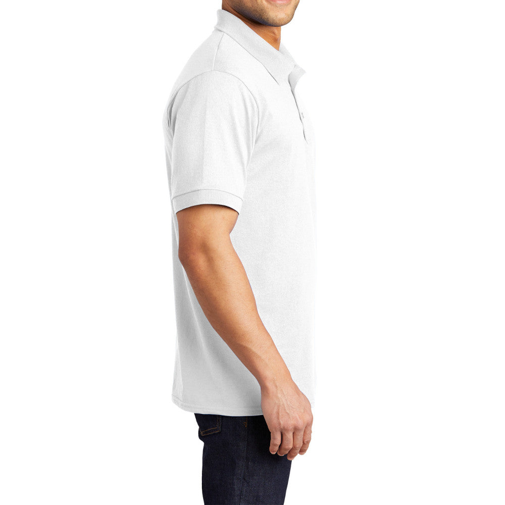 Men's Tall Core Blend Jersey Knit Polo Cotton-Poly Stain-Release Finish Recycled Polyester Rib Knit Collar and Cuffs 3-Button Placket-White