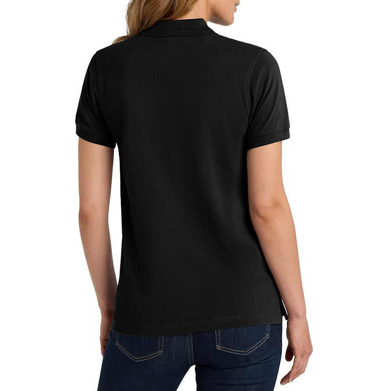 Women's Short Sleeve Heavyweight Cotton Soft Pique Polo T-shirt Black