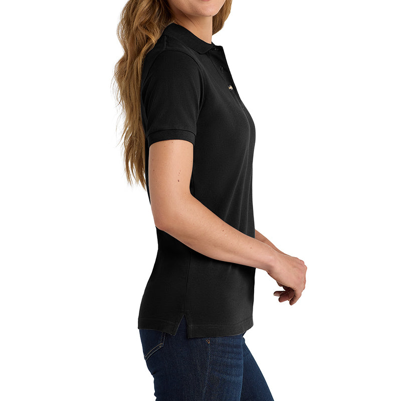 Women's Short Sleeve Heavyweight Cotton Soft Pique Polo T-shirt Black